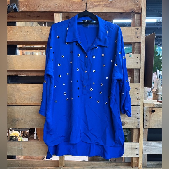 Royal Blue Dress Blouse A190SH - Picture 6 of 6